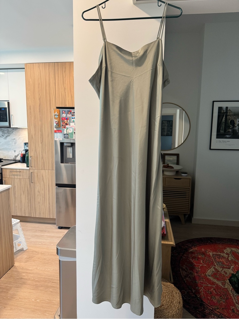 Abercrombie & Fitch Olive Sage Slip Maxi Dress